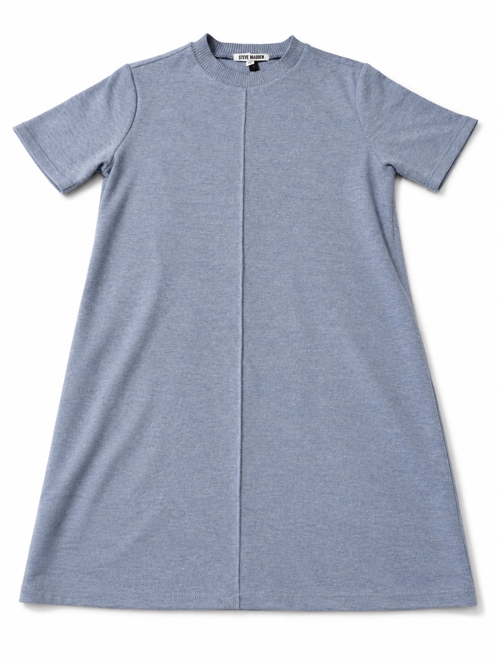 Steve Madden NWT Blue Sweater Knit Shift Dress Crew Neck Short Sleeve Small